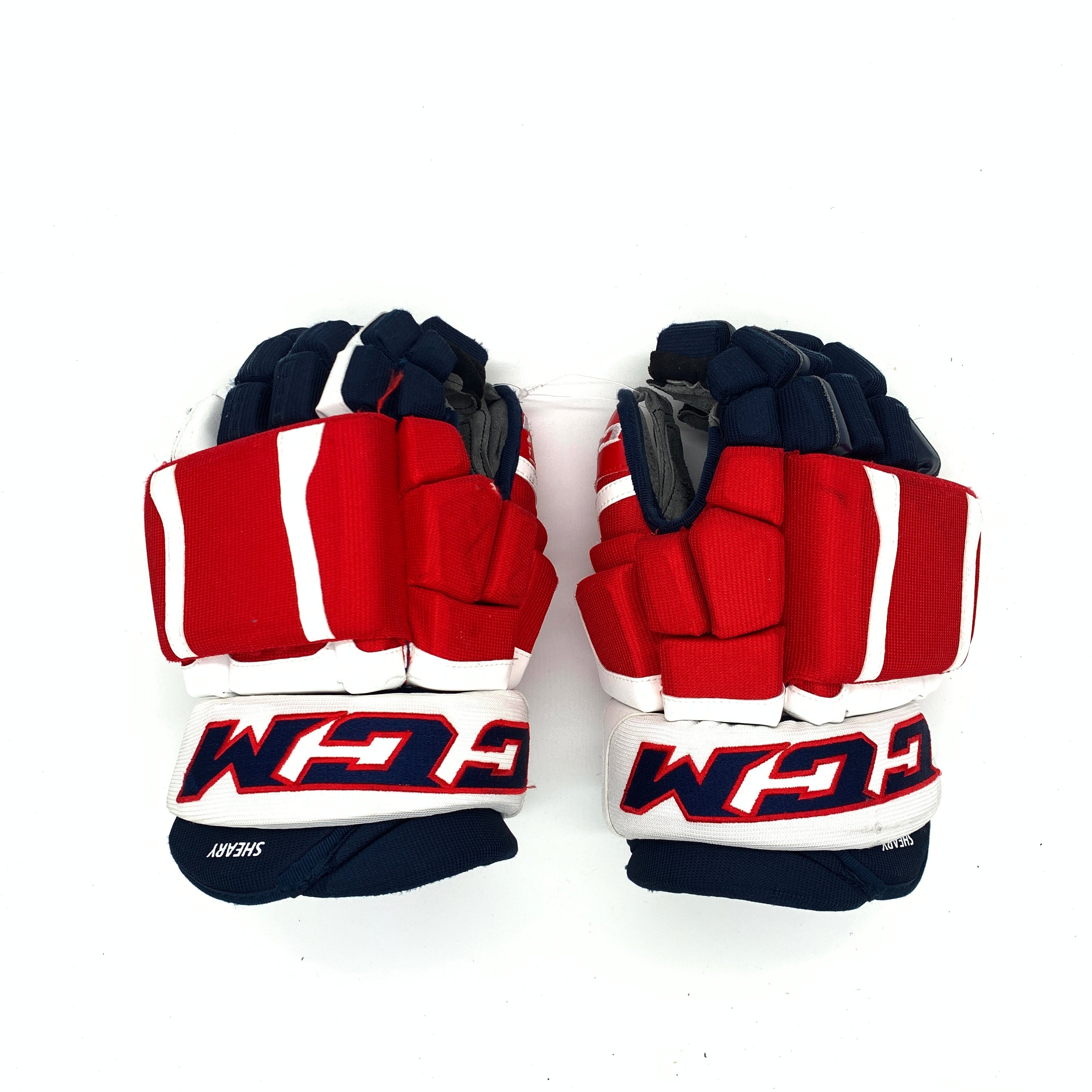 CCM HGCL - Gants d'occasion NHL Pro Stock - Capitals de Washington - Conor Sheary (bleu marine/rouge/blanc)